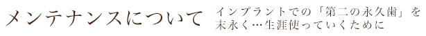 メンテナンスについて